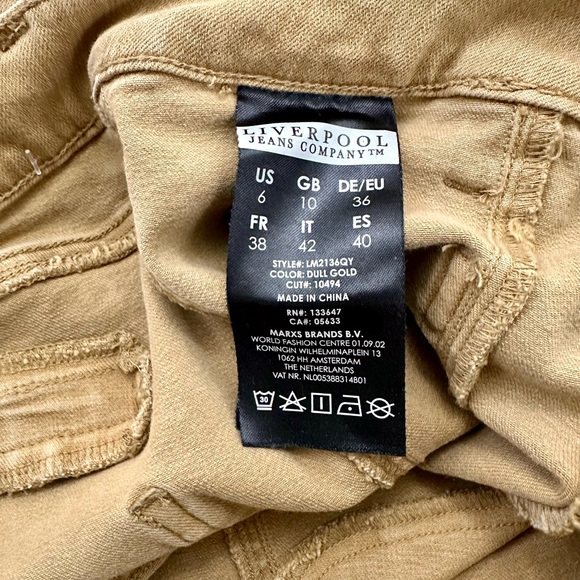 Liverpool Dull Gold Ankle Cargo Jeans with Zipper - Picture 5 of 9